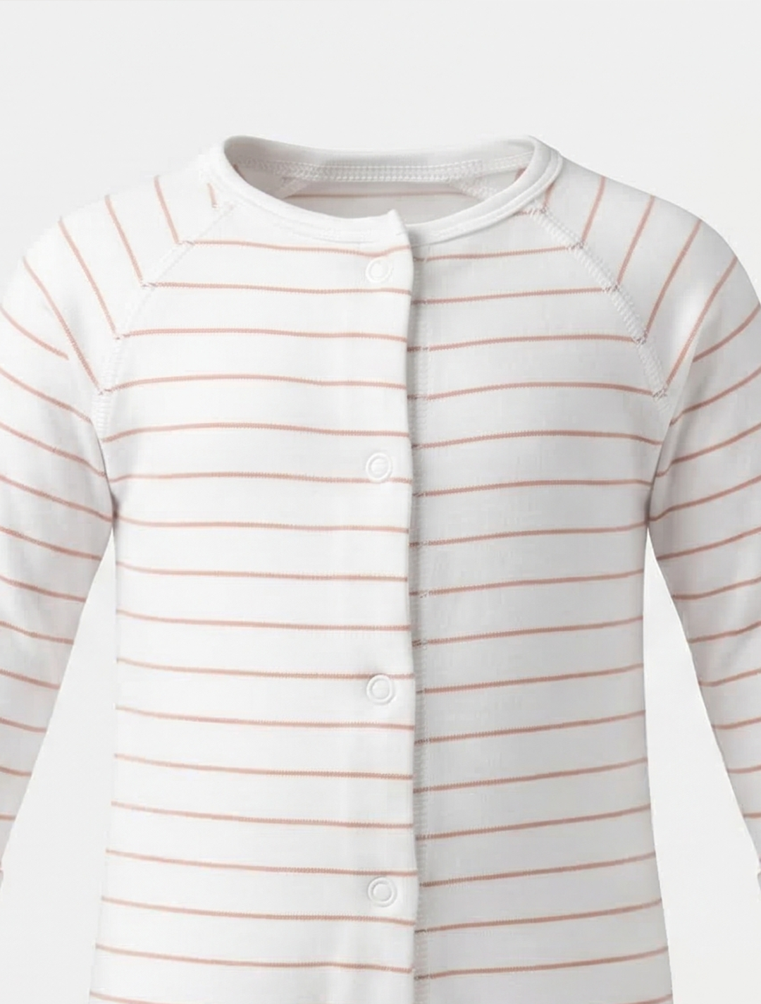 WHITE STRIPED BUTTON SLEEPSUIT