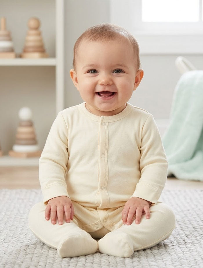 Butter yellow button sleep suit