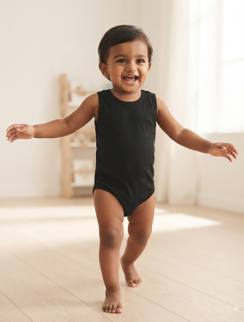 Black sleeveless onesie