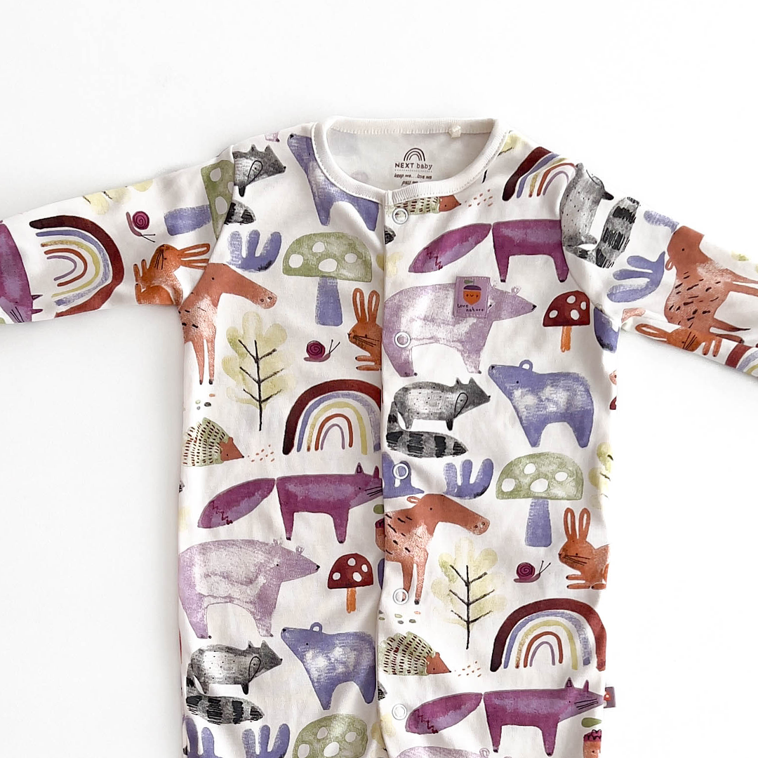 NEXT BABY ANIMAL PRINTED SLEEPSUIT