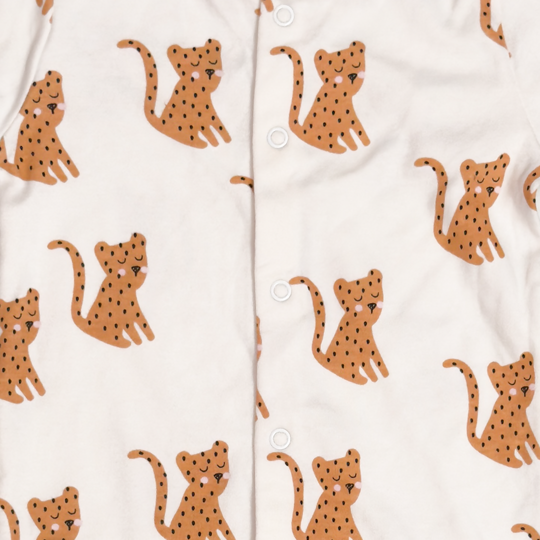 ANIMAL PRINTED BUTTON SLEEPSUIT