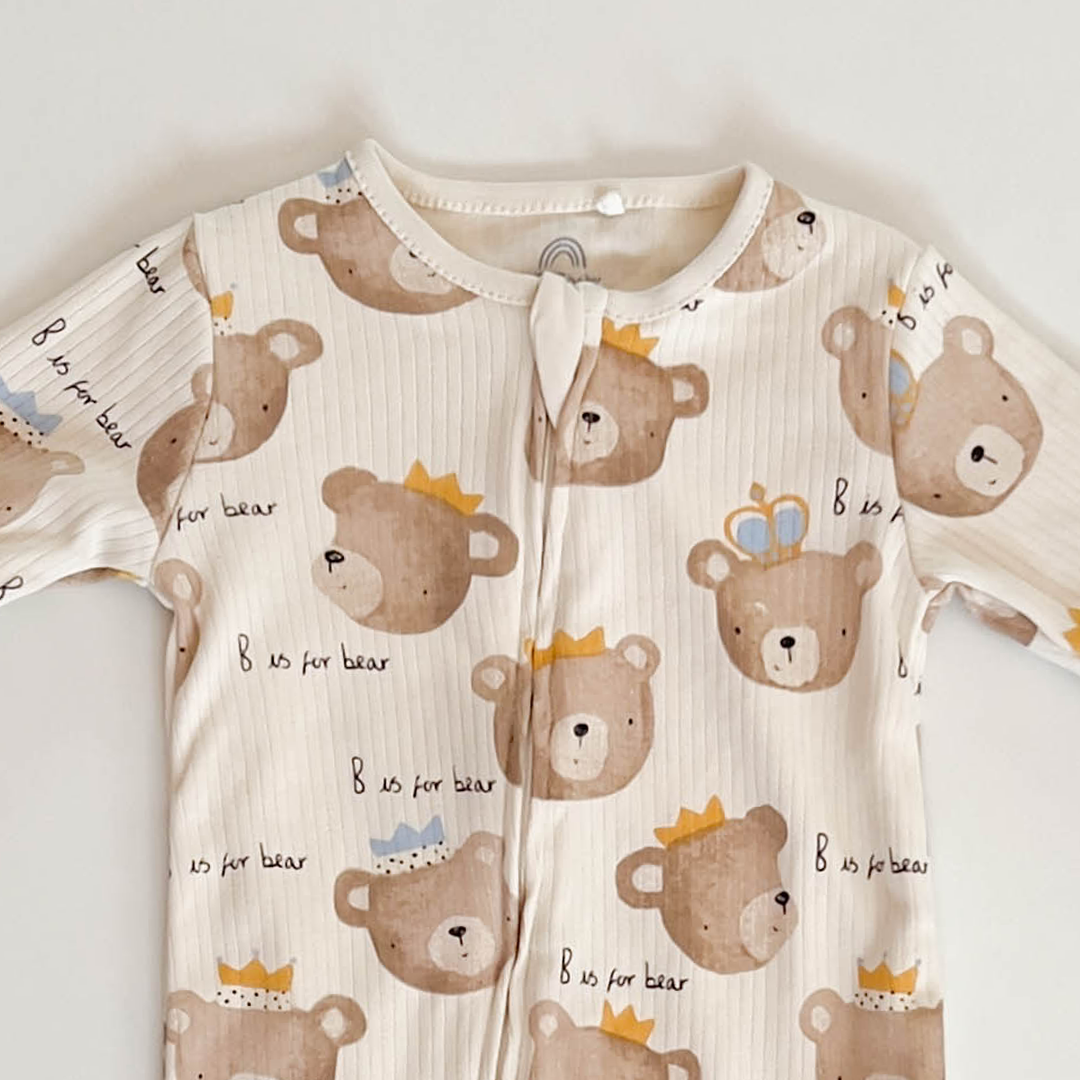 UNISEX TEADDYBEAR RIBBED ROMPER