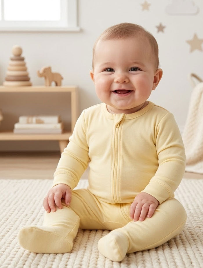 Butter yellow zipper sleepsuit