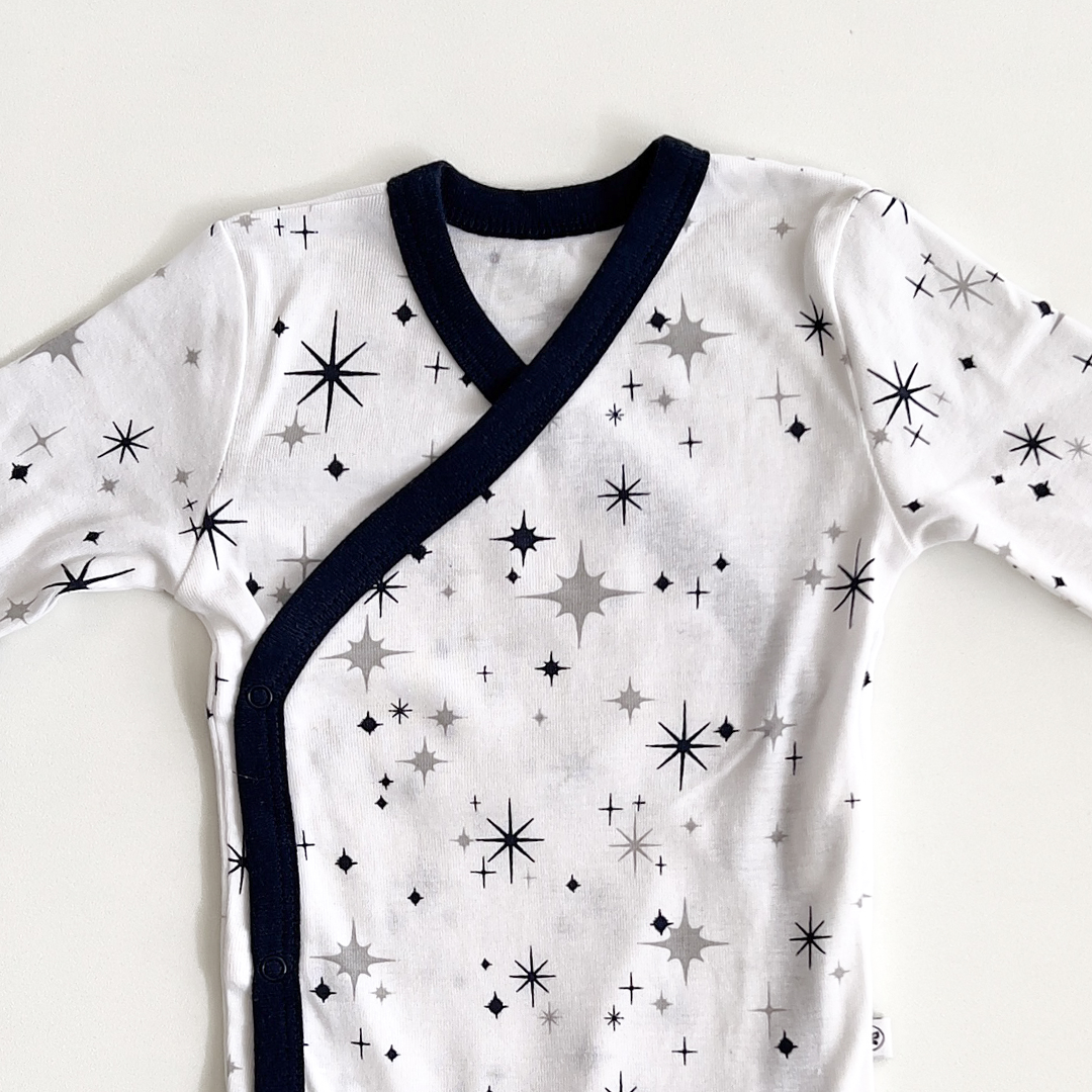BLUE AND GREY STAR PRINTED ONESIE