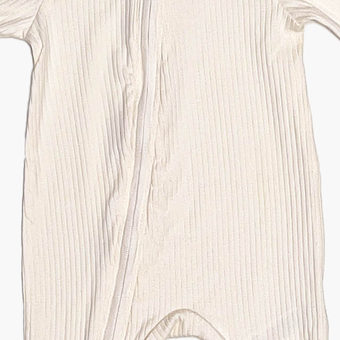 BEIGE RIBBED ZIPPER ROMPER