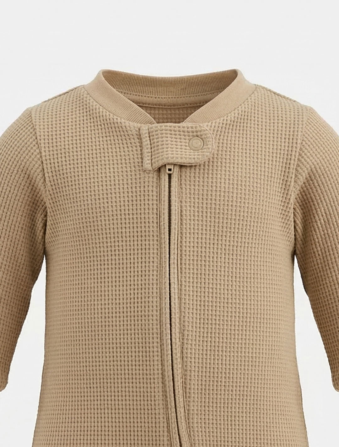 COOKEI BROWN KNITTED ZIPPER SLEEPSUIT