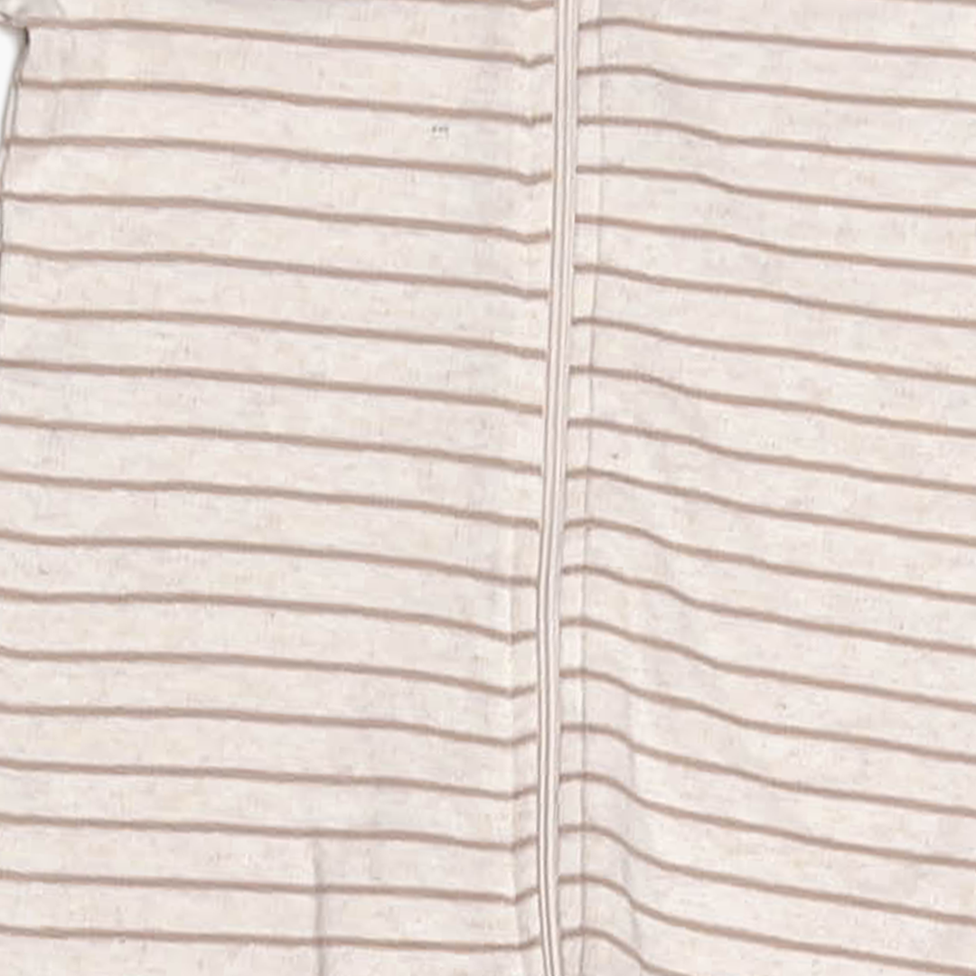 BEIGE STRIPED ZIPPER SLEEPSUIT