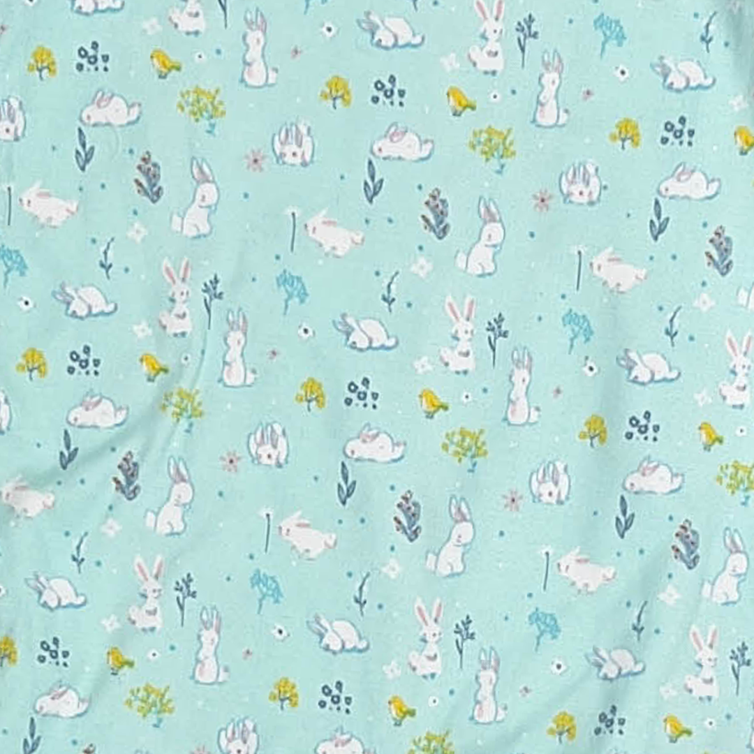 LIGHT AQUA BUNNY PRINTED JUMPSUIT
