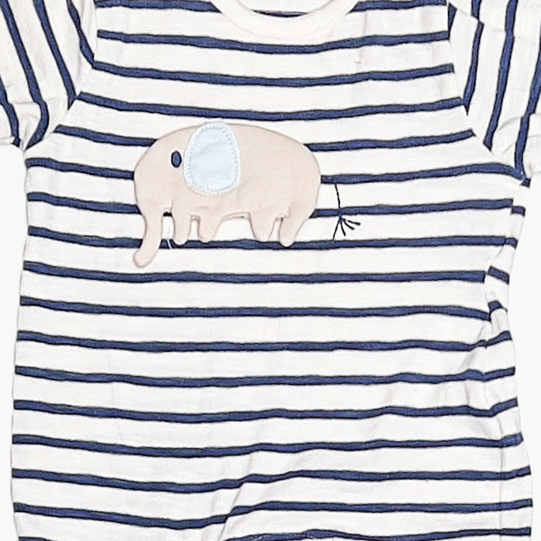 NAVY BLUE ELEPHANT STRIPED ROMPER