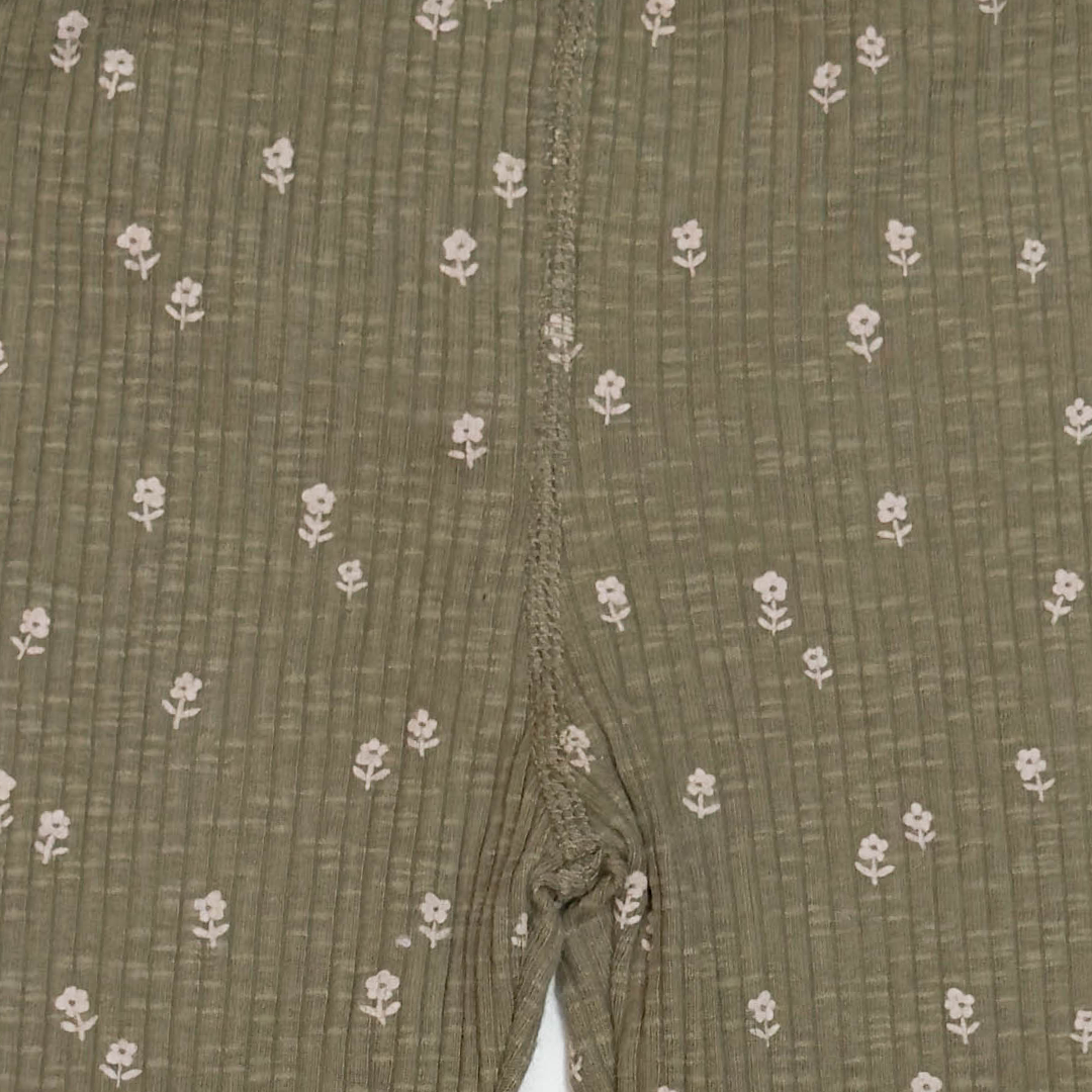 OLIVE GREEN RIBBED FLORAL PANT
