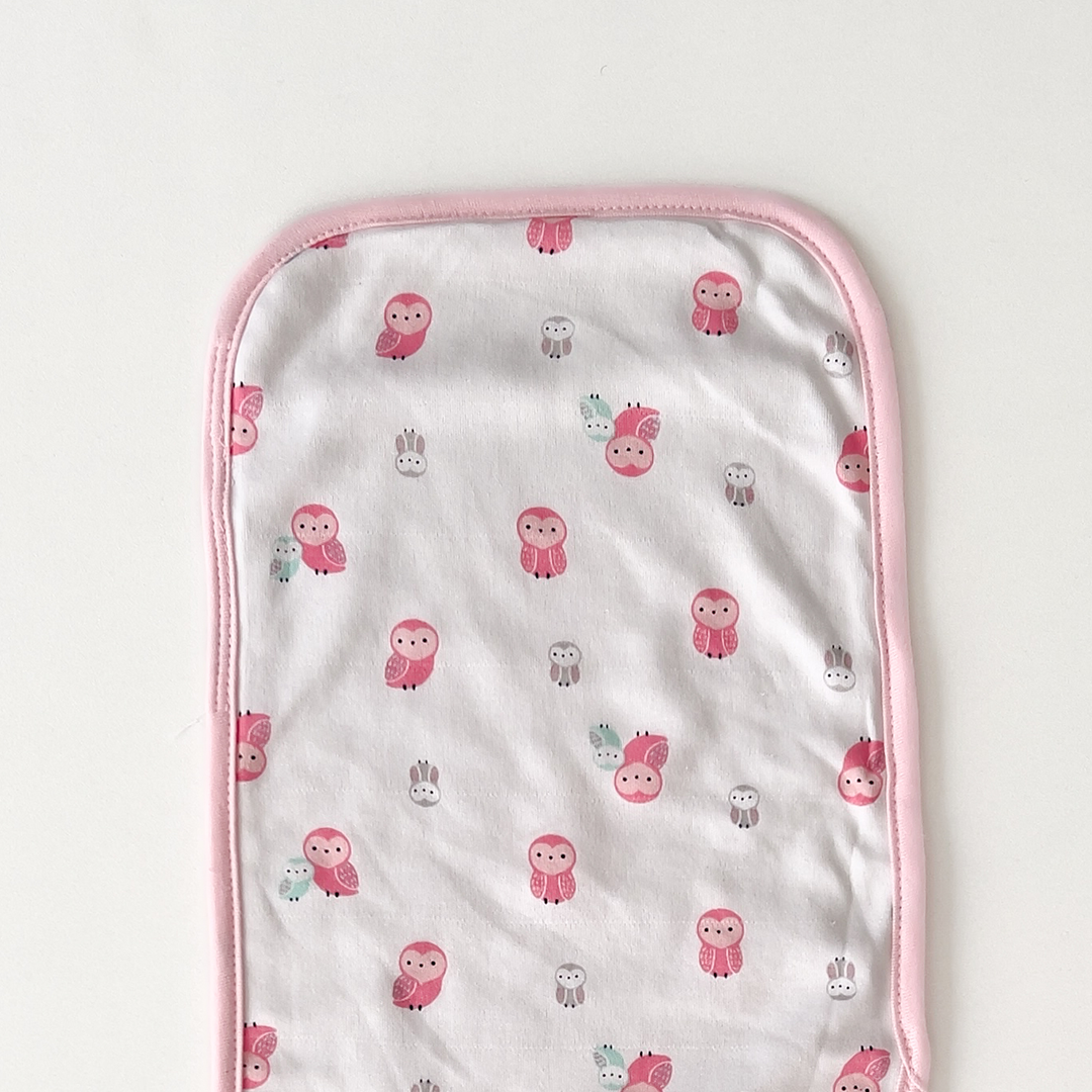 PINK CUTE OWL PATTERNED BURP CLOTH