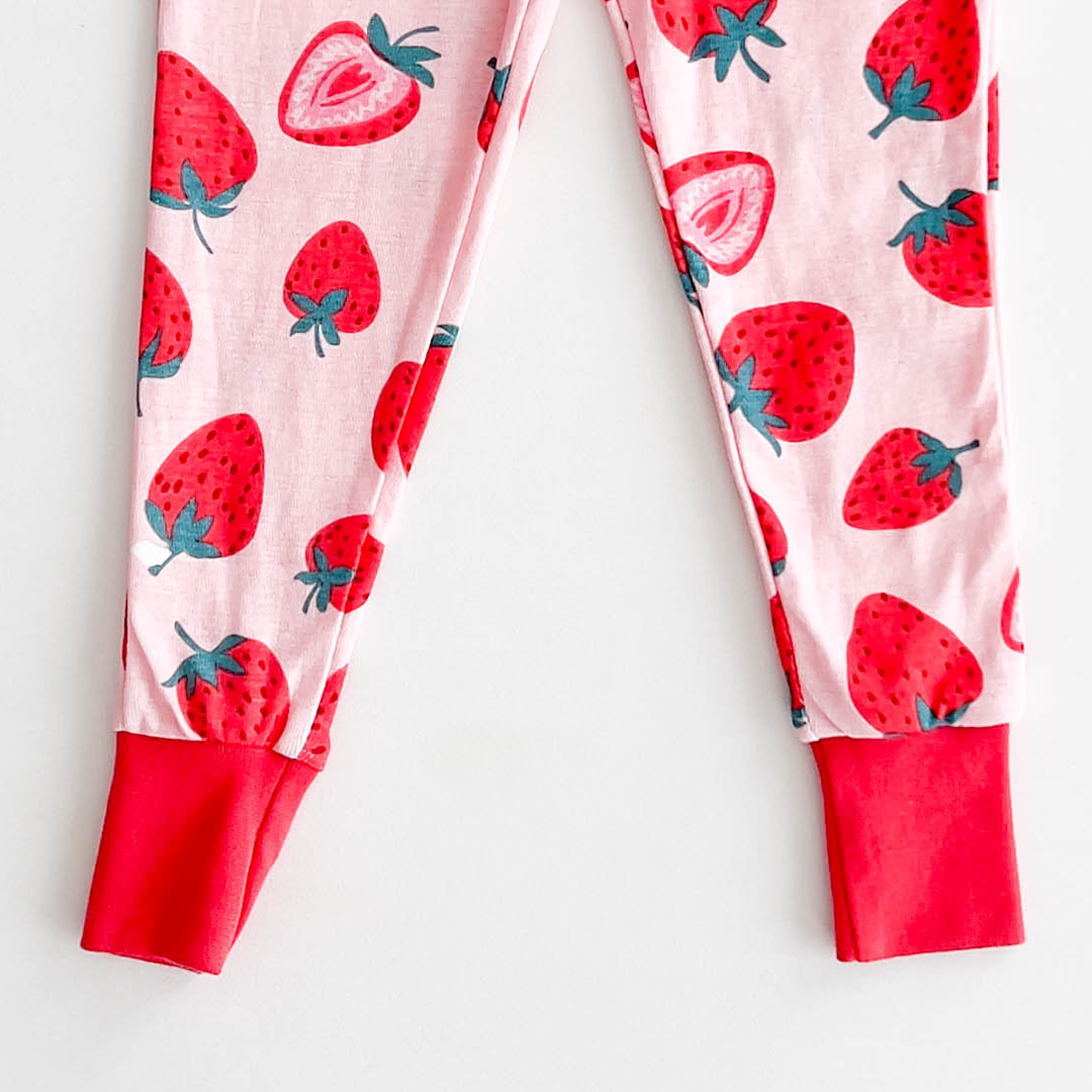 RED STRAWBERRY PRINTED PANTS