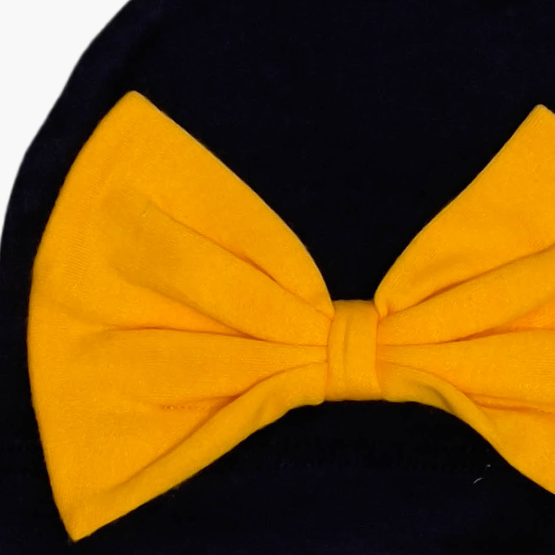 YELLOW BLACK BOW CAP