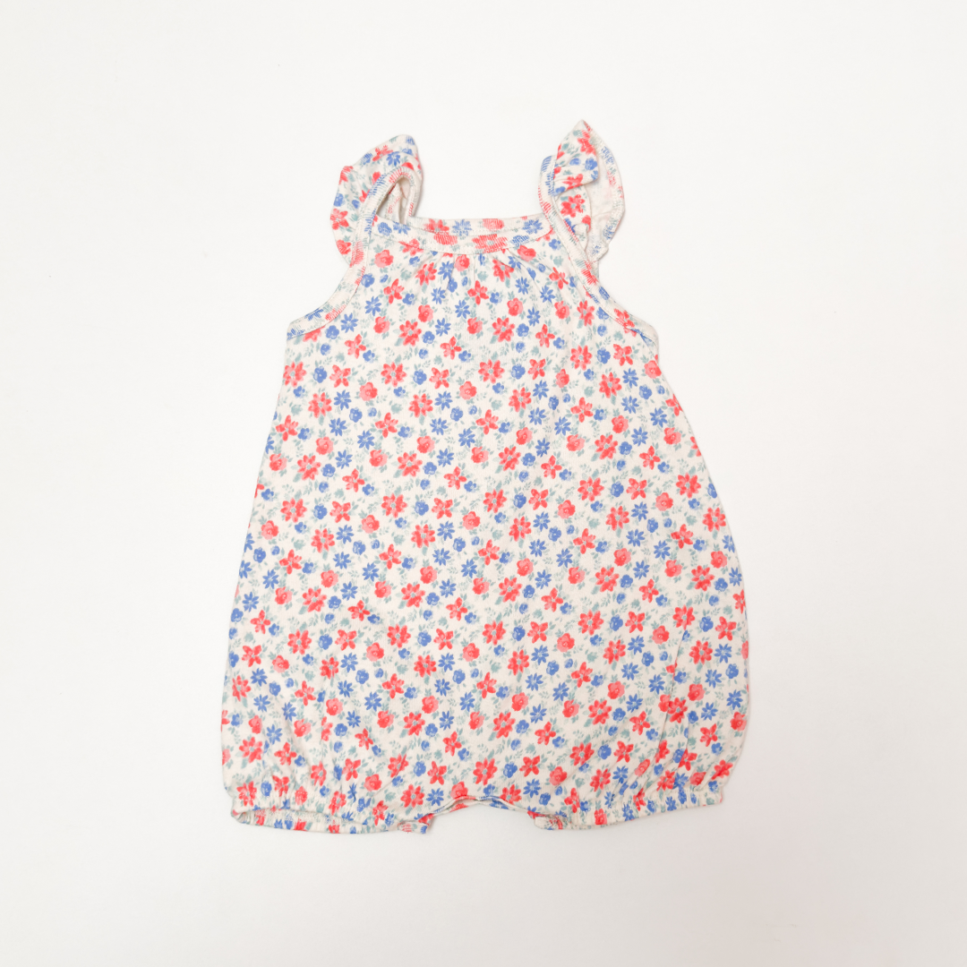 RED BLUE FLORAL PRINTED JUMPSUIT