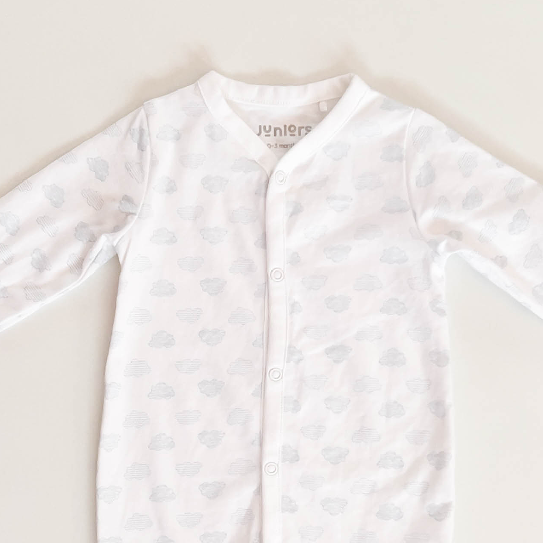 WHITE CLOUDS PATTERNED ROMPER