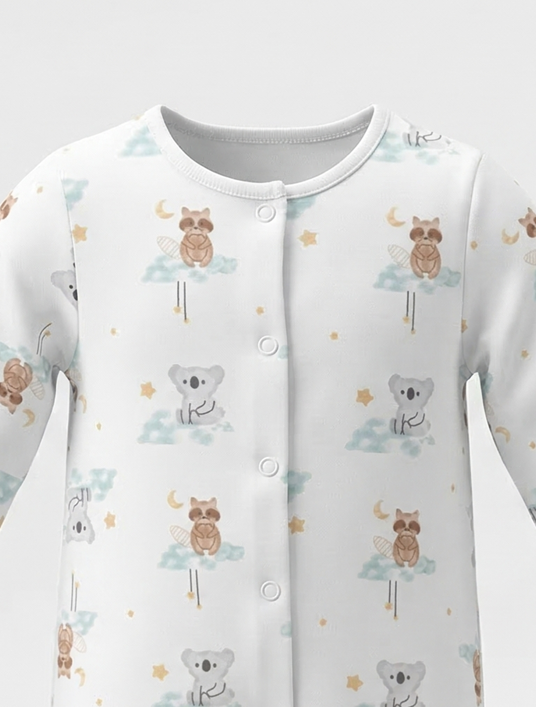 WHITE PRINTED SLEEPSUIT