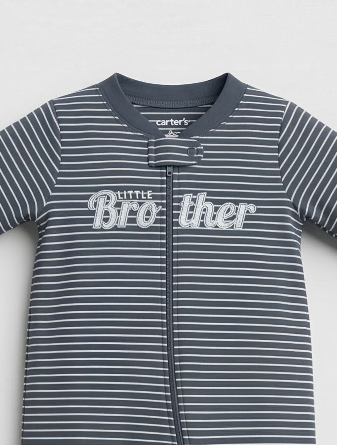 DARK GREY STRIPPED SLEEPSUIT