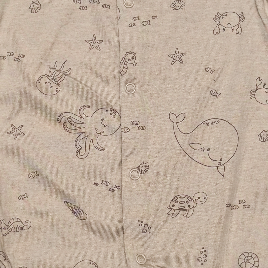 BEIGE OCEAN PRINTED ROMPER
