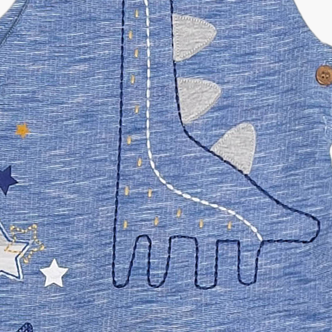 BLUE DINO PRINTED DUNGAREE