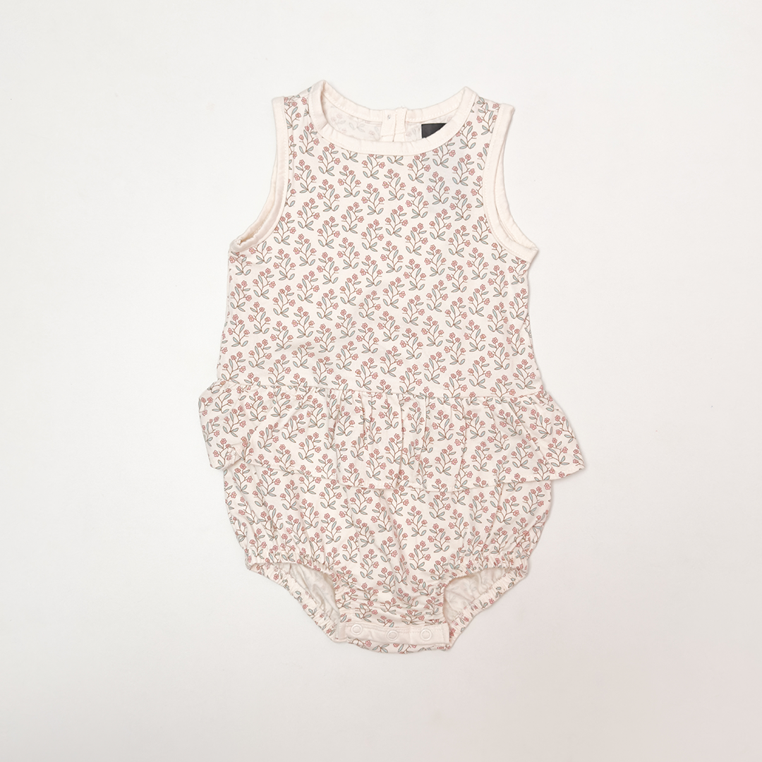 BEIGE FLORAL PRINTED SUNSUIT