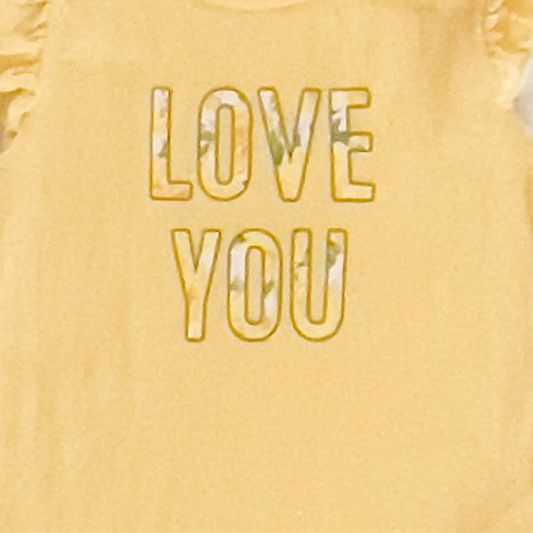 YELLOW LOVE YOU PRINT ONESIE