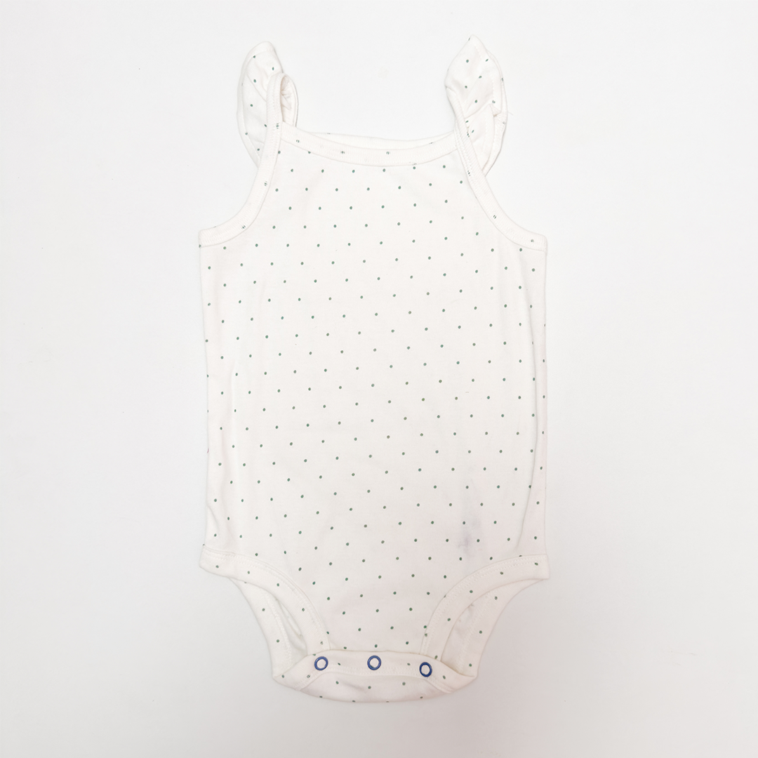 WHITE POLKA DOTTED ONESIE