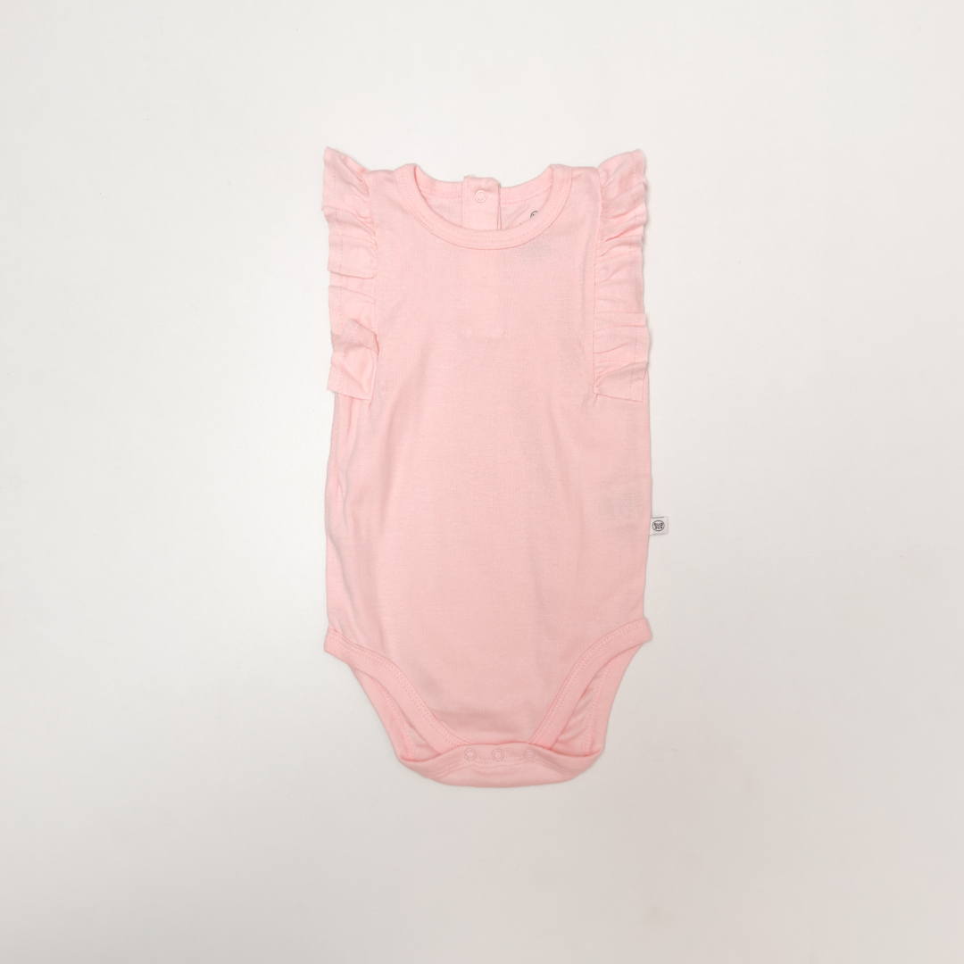 PEACH RUFFLED ONESIE