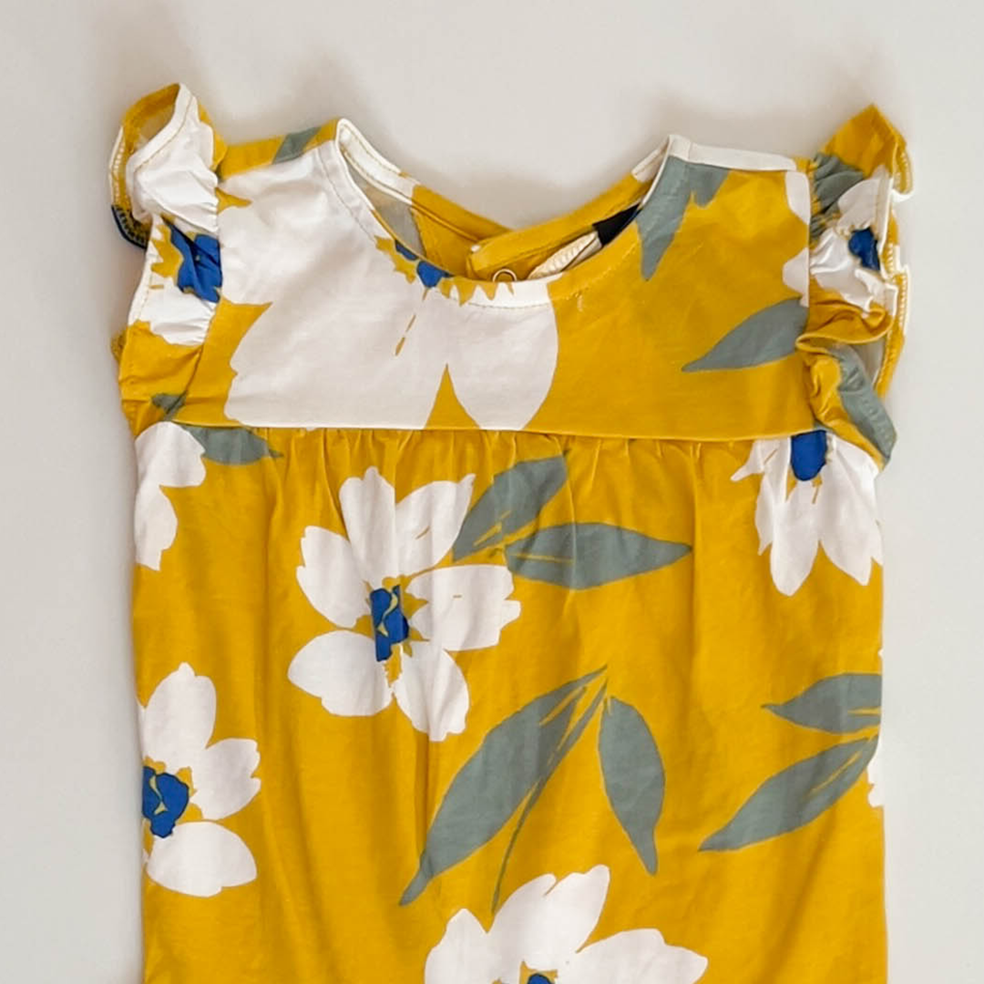 YELLOW FLORAL PRINTED ONESIE