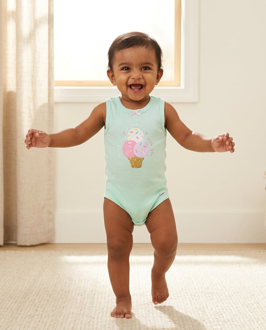 Green printed onesie