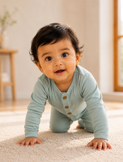 Aqua blue button romper