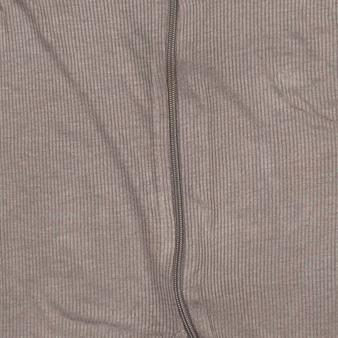 TAUPE RIBBED ZIPPER ROMPER