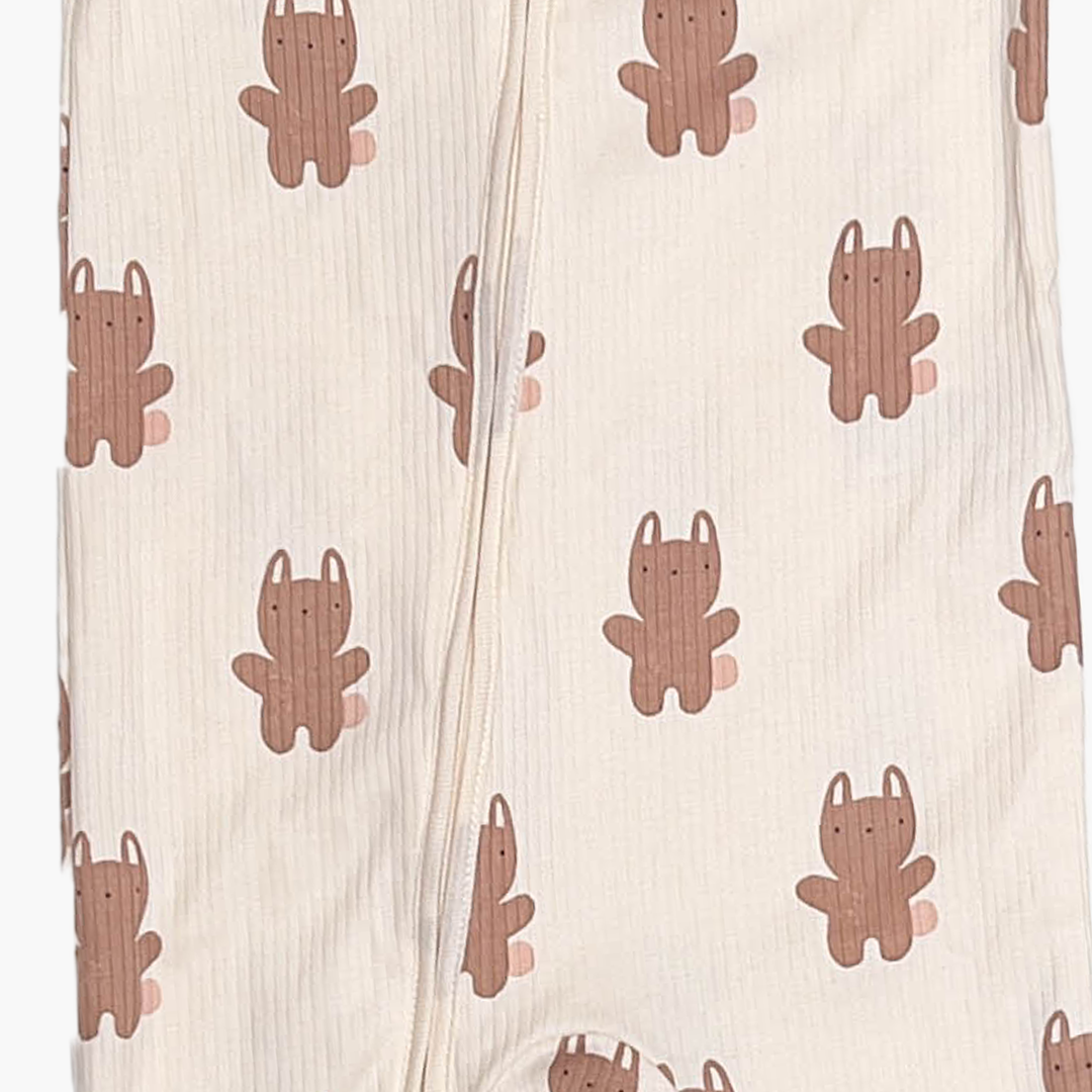 OFF WHITE CUTE PATTERN RIBBED ROMPER