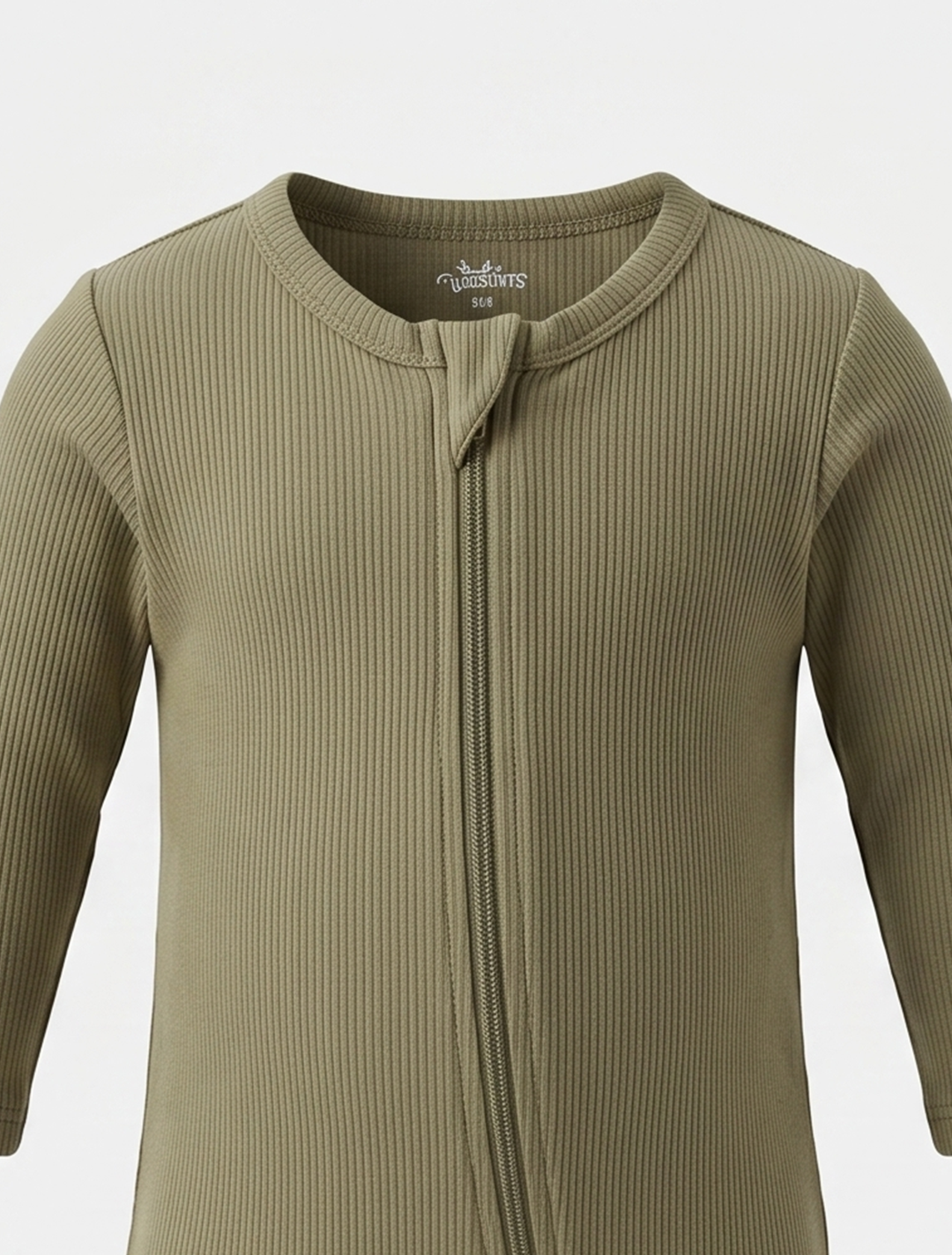Olive green ribbed sleepsuit