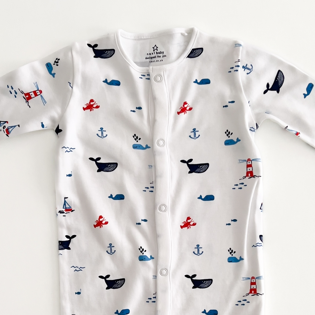 BLUE WHALE PRINTED SLEEPSUIT