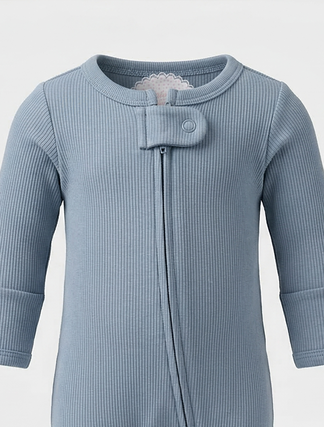 BLUE RIBBED ZIPPER SLEEPSUIT