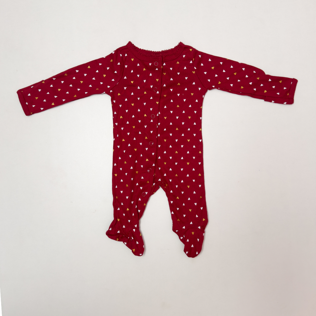 RED LOVE PRINTED SLEEPSUIT
