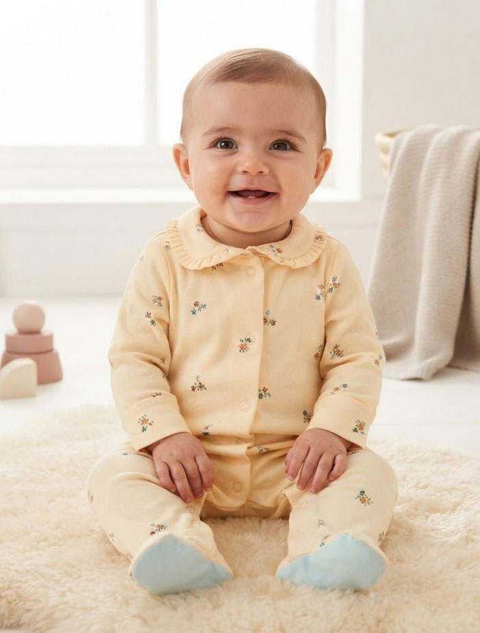 Pastel floral ruffled sleep suit