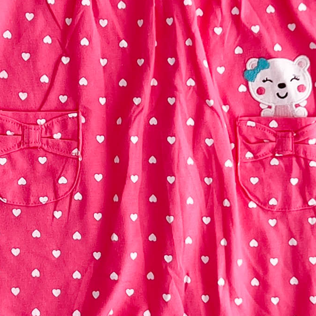 GIRLS PINK LOVE PATTERNED ROMPER