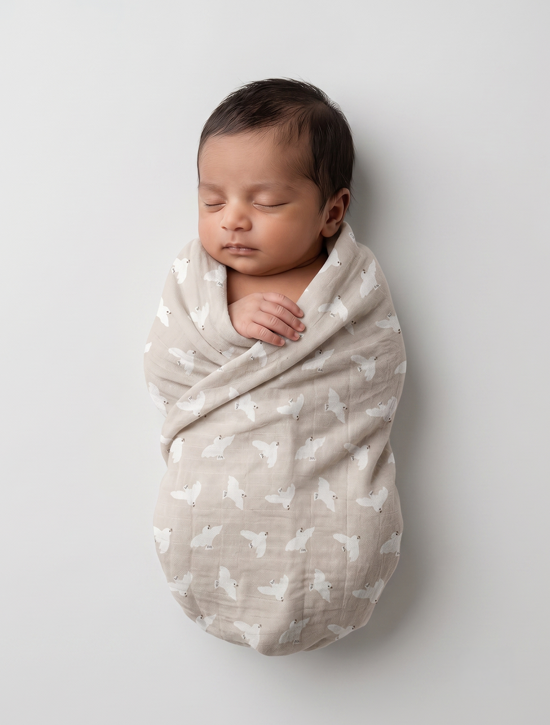 Beige printed organic muslin swaddle