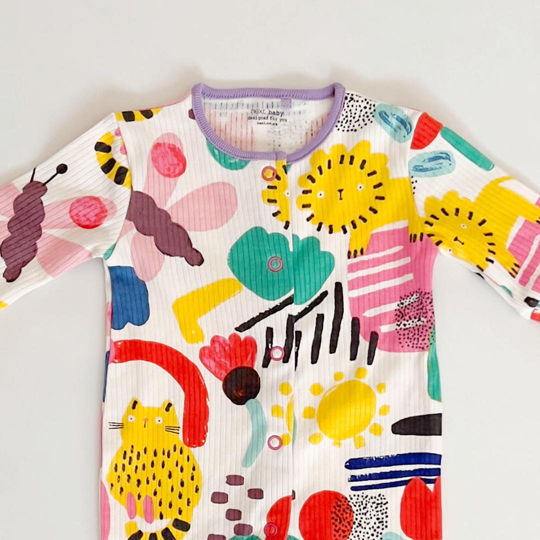 WHITE PRINT RIBBED ROMPER