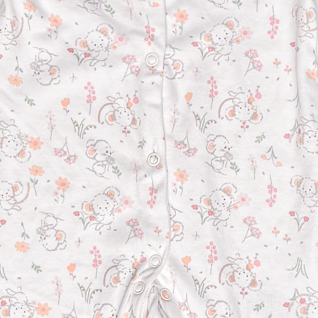 WHITE MICE PRINTED SLEEPSUIT