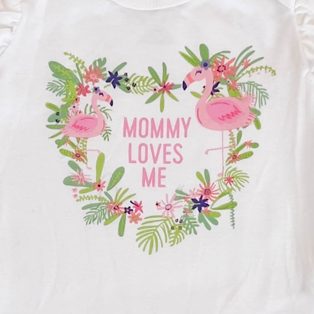 WHITE PRINTED RUFFLED ONESIE