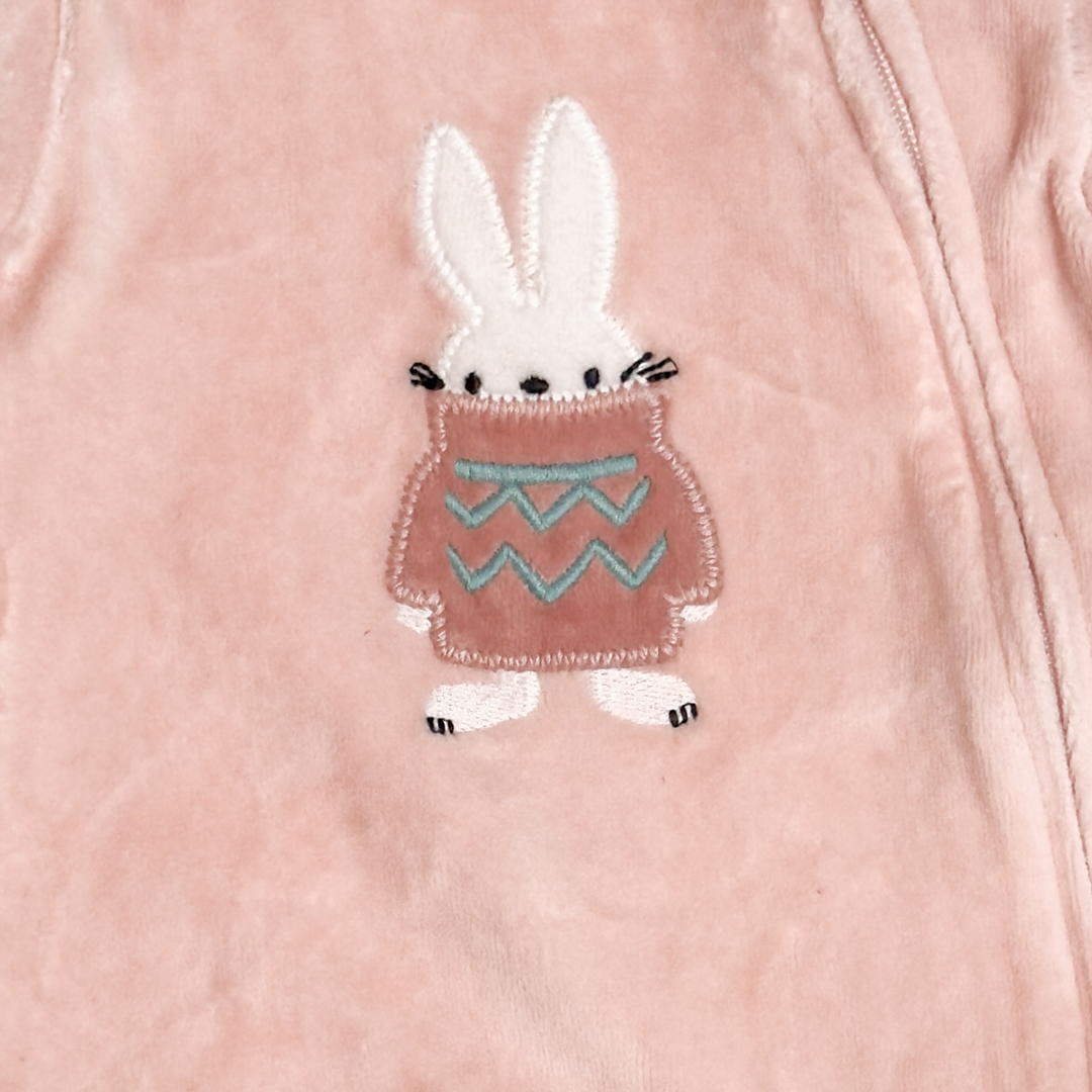 BABY PINK VELVET ZIPPER SLEEPSUIT