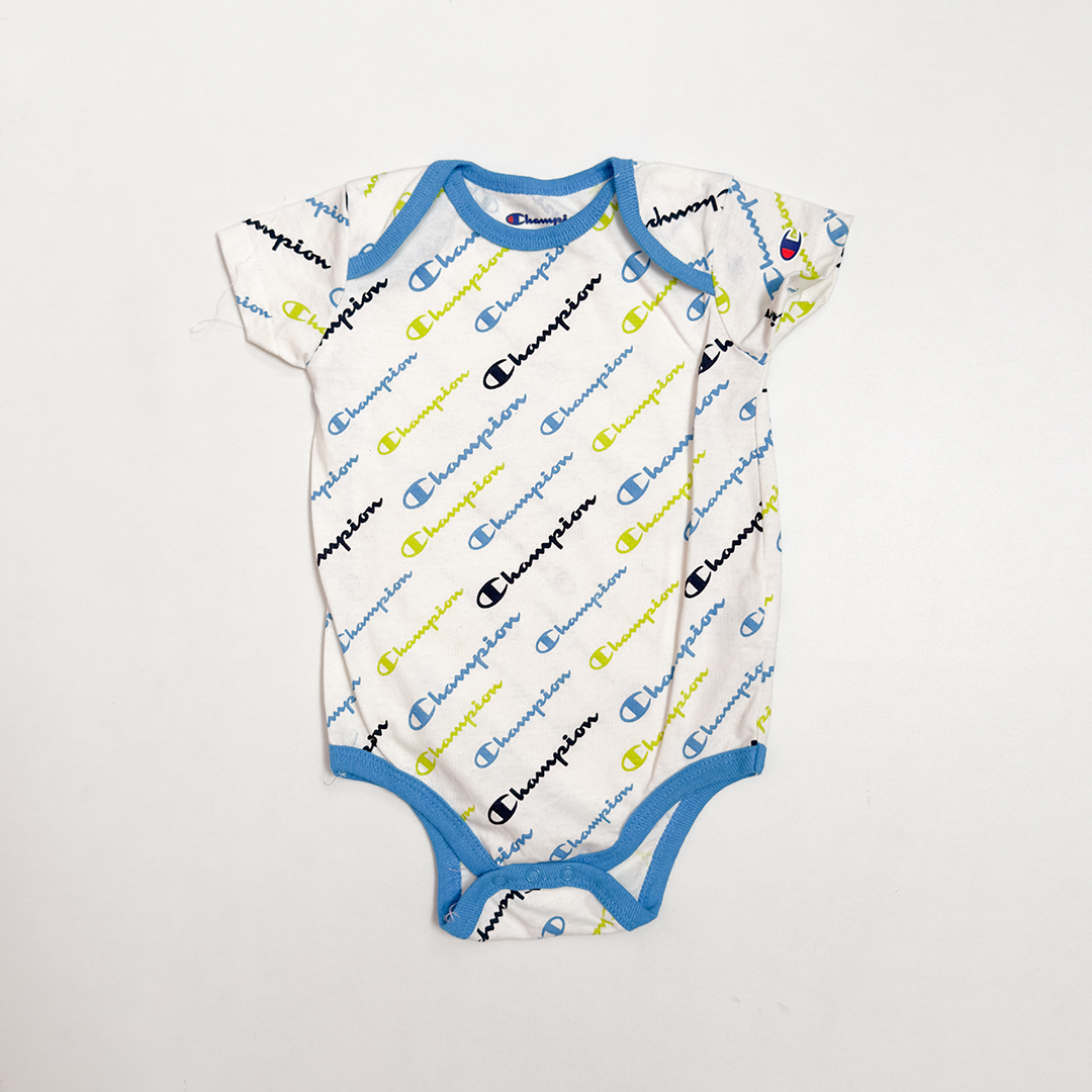BLUE AND WHITE PRINTED ONESIE