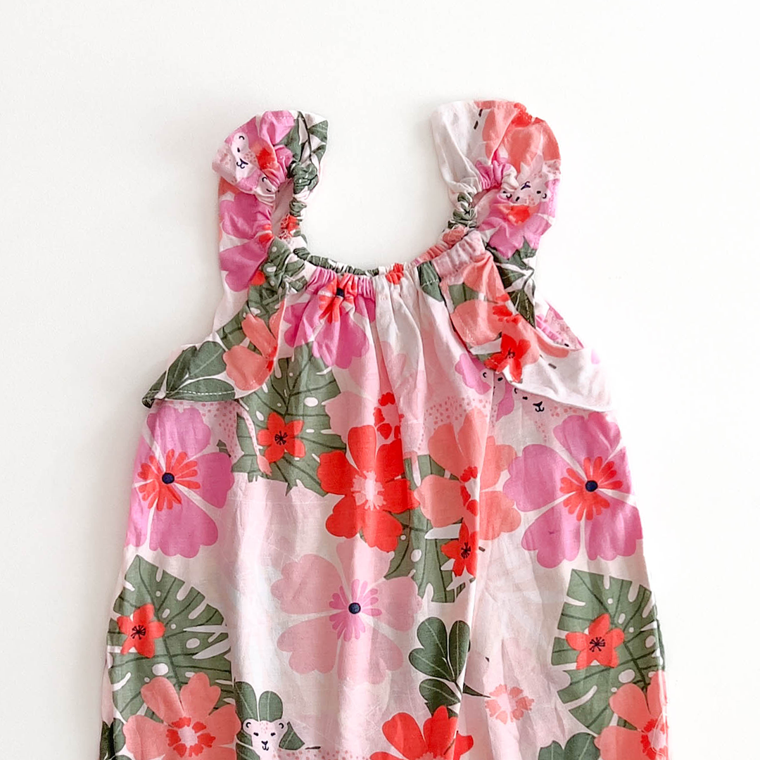 PINK ALL OVER FLORAL PRINT JUMPSUIT