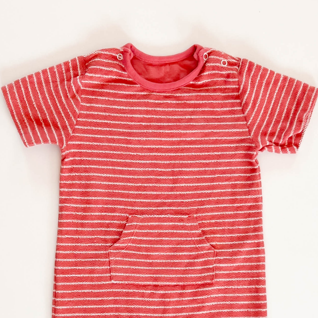 BRICK RED STRIPED JUMPSUIT