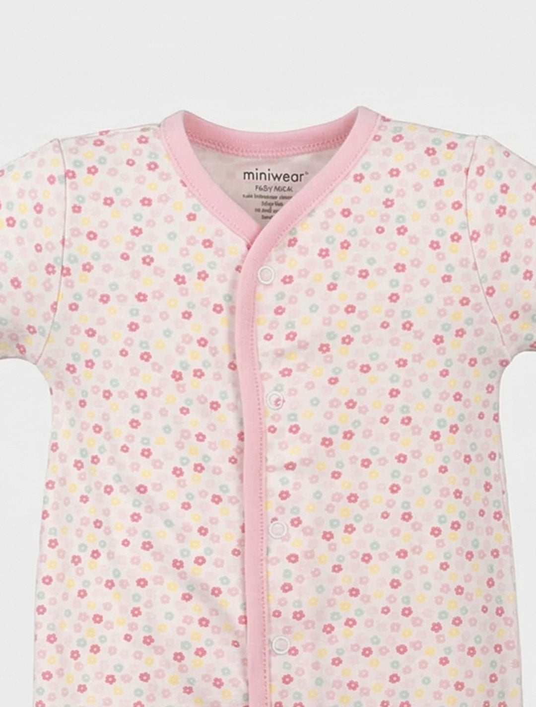PINK FLORAL BUTTON SLEEPSUIT
