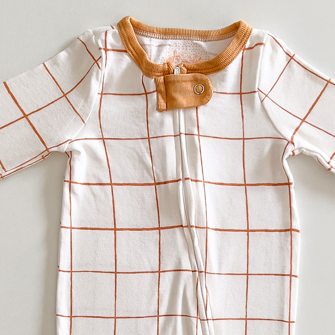 White brown window pane sleepsuit