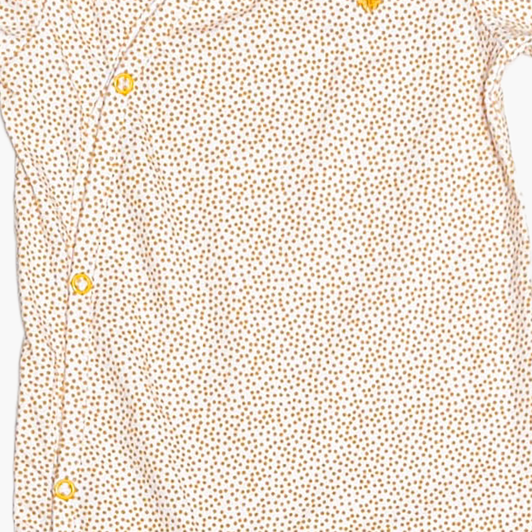 YELLOW DOTTED WRAP BUTTON ROMPER