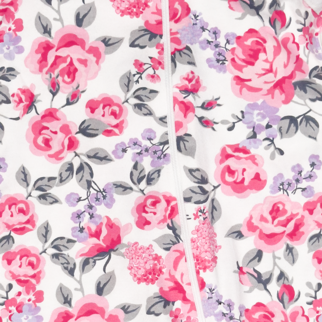 PINK FLORAL ZIPPER SLEEPSUIT